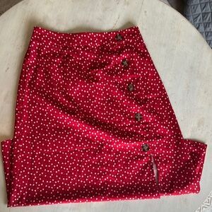 Red Polka Dot A-Line Skirt